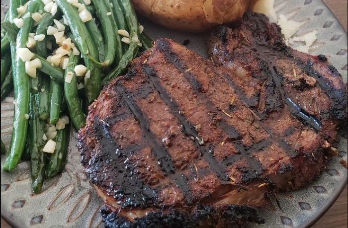 Teriyaki Ribeye Steak with Twice Baked Potato