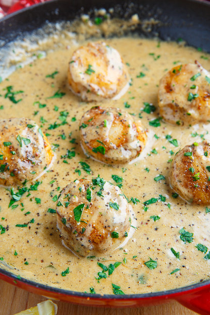 FAMILY MEAL Seared Scallops In a Cajun Cream Sauce